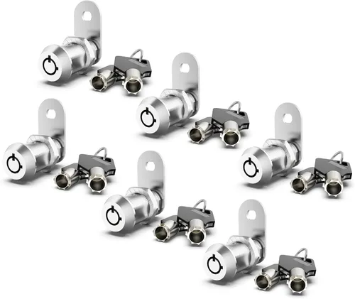 Paquete de 6 cerraduras de gabinete con llaves, cerradura de leva RV de 1-1/8 pulgadas con llave similar, cerradura de RV para puerta de