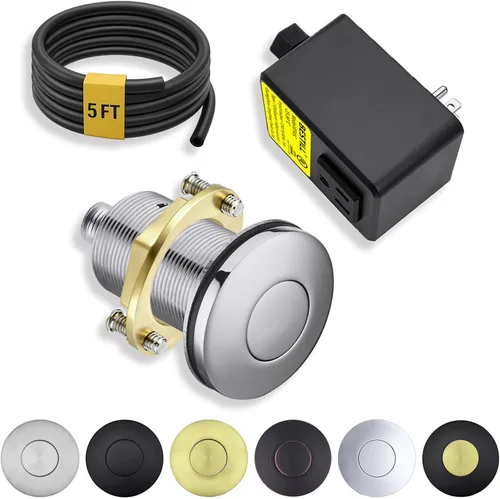 Miniatura 24 de Kit de interruptor de aire para eliminación de basura BESTILL - Certificado UL, botón de presión de 3.6" de largo en acero inoxidable con acabado