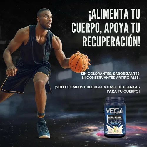 Miniatura 8 de Vega Sport proteína en polvo vegana + recuperación - 30g de proteína a base de plantas por porción, vainilla, 20 porciones, 5g de BCAA, probióticos
