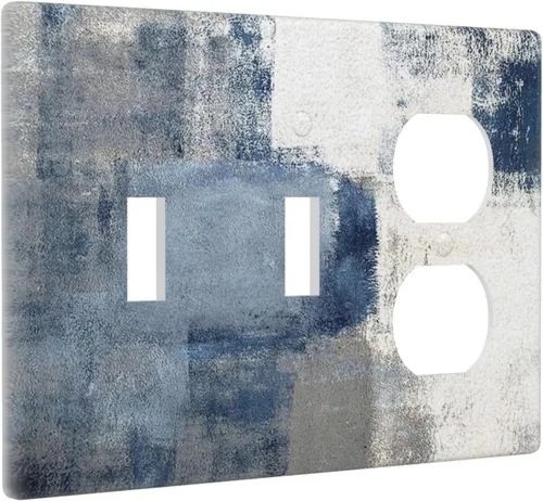 Miniatura 180 de Placa Decorativa de Pared Beige Boho de Mediados de Siglo Sol Abstracto 1-Gang Retro Años 70 Arte Geométrico Moderno con Arco Eléctrico Interruptor