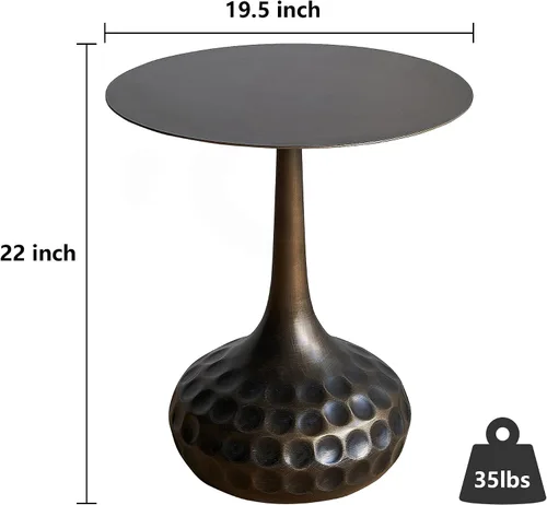 Miniatura 2 de Mesa auxiliar, mesa de centro moderna, mesa decorativa de hierro con pedestal de metal para sala de estar, dormitorio, balcón, oficina