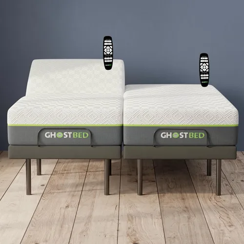 Miniatura 14 de GhostBed Base de cama ajustable y base de alimentación con control remoto inalámbrico, ajustes de gravedad cero y masaje, puertos USB, tamaño King