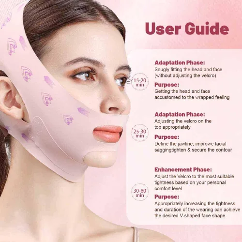 Miniatura 2 de Correa de elevación facial en V, correa de barbilla para dormir, reductor de barbilla doble para mujeres, eliminador de escultor de línea