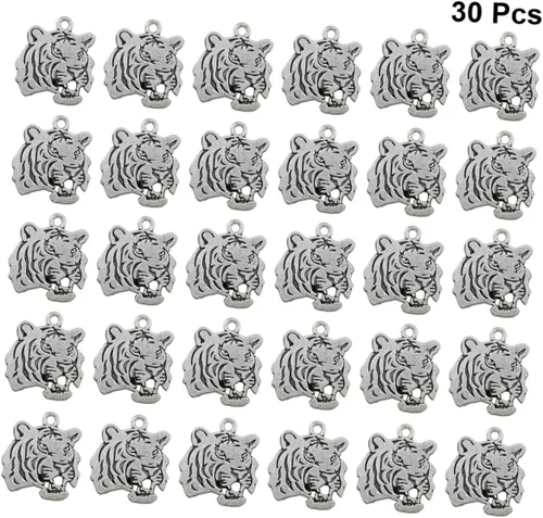 Miniatura 6 de EXCEART Juego de 30 llaveros de acero inoxidable para regalo, aretes retro, para oficina en casa, regalo de negocios, llavero de animal, colgante