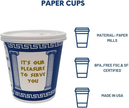 Miniatura 2 de [Paquete de 50] Tazas de café de papel de NUEVA YORK de 10 onzas, taza de café de papel desechable con tapas, para bebidas calientes/frías