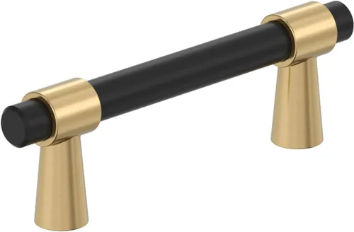 Amerock BP37385FBCZ | Tirador de gabinete negro mate/bronce champán | Manija de gabinete de 3 pulgadas (76 mm) de centro a centro | Mergence |
