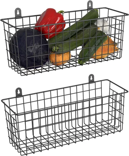 Miniatura 8 de MaraFansie Cesta de alambre [extragrande] organizador de pared colgante para gabinete, cesta de almacenamiento para estantes montados en la pared