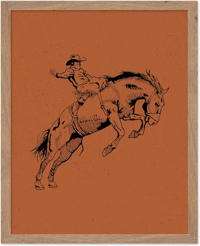 Miniatura 87 de Poster Master Póster de Rodeo marrón – Estampado retro de vaquero sobre caballo – Arte de vaquero – Arte occidental – Arte del salvaje oeste
