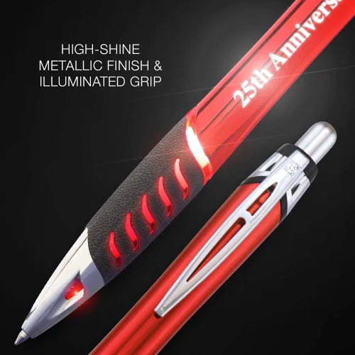 Miniatura 5 de 5 bolígrafos de metal grabados con láser personalizados con grabado iluminado y agarre. Disponible en 5 colores - Personalización gratuita - Haz