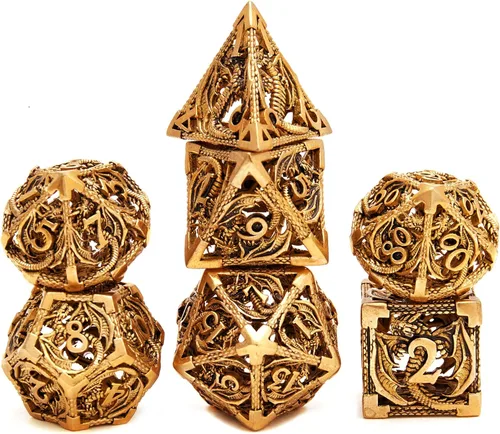 Miniatura 8 de DND - Juego de dados poliédricos de metal, juego de dados de D&D, juego de dados de metal, 7 piezas, adecuado para Dungeons and Dragons RPG MTG