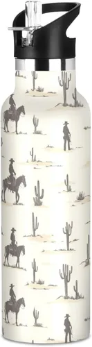 Miniatura 21 de Western Cowboy Boho Cactus Vast Wilderness, Reusable Water Bottle Insulated with Straw Double Wall Vacuum Insulated Leakproof and BPA Free for Gym 20