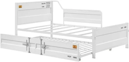 Miniatura 4 de Acme Sofá cama doble y cama nido de metal tipo cargo en blanco