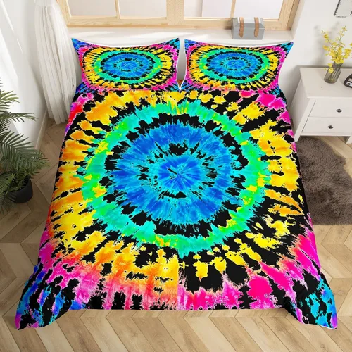 Miniatura 57 de Feelyou Juego de ropa de cama color verde azulado, tamaño individual, funda de edredón turquesa, azul, gris, grunge, degradado, para niños, niñas