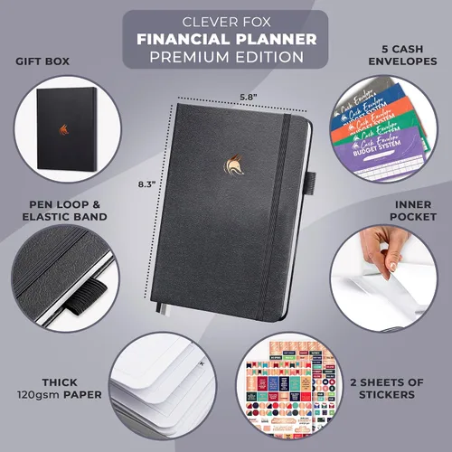 Miniatura 62 de Clever Fox Planificador de presupuesto edición premium, cuaderno de seguimiento de gastos + 5 sobres de efectivo, organizador de presupuesto; libro