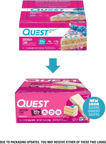 Miniatura 2 de Barras de proteínas Quest Nutrition Pastel de Cumpleaños, 20g de proteína, 1g de azúcar, 4g de carbohidratos netos, sin gluten, aptas para ceto, 12