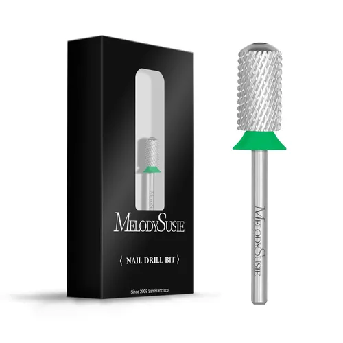 Miniatura 50 de MelodySusie Brocas de uñas de seguridad, brocas de carburo de 2,38 mm de barril grande y parte superior redonda y suave, adecuadas para manicura