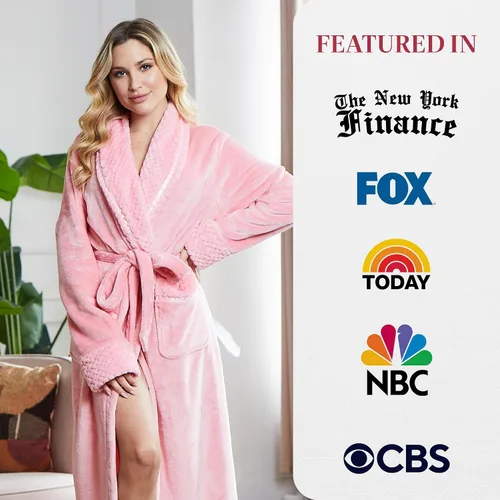 Miniatura 4 de Lotus Linen Plush Hooded Bathrobe for Women, Customized Monogram Robe, Cozy and Luxurious