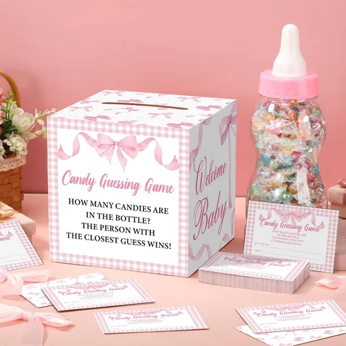Miniatura 2 de Glenmal Juego de 52 piezas de regalo para juegos de baby shower, biberón grande para juego de ducha, adivina cuántos dulces decoraciones