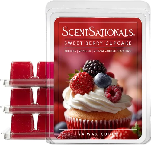Scentsationals - Cera que se derrite y cubos de cera con aroma fuerte - Colección Panadería Sweet Berry Cupcake - Cera perfumada de larga duración