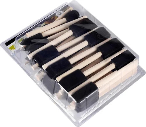 conda Paquete de 50 pinceles de espuma de 0.5 a 2 pulgadas de diferentes tamaños, juego de pinceles de pintura con mango de madera, ligero,