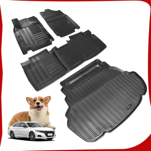 Alfombrillas de piso de 2 filas y revestimiento de carga compatibles con Camry 2012-2017, alfombrillas de goma para todo tipo de clima, negras (solo