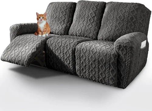 Miniatura 23 de vctops Verde Navideño 4 Piezas Fundas para Sillón Reclinable de Felpa Jacquard Geométrica Suaves Peludas Mullidas Funda para Sofá y Sillón
