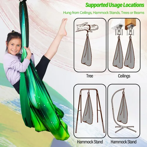 Miniatura 5 de Columpio sensorial para niños y adultos con capacidad para hasta 300 libras en interiores y exteriores, columpio de terapia de abrazo de doble capa