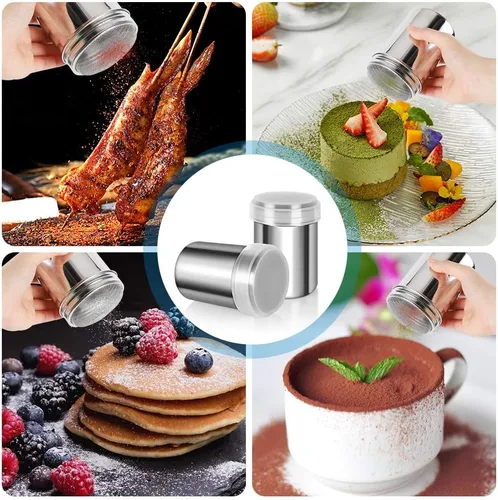 Miniatura 6 de Accmor Mezclador de azúcar en polvo, tamiz de canela, tamiz de harina, draga de acero inoxidable de malla fina para harina de azúcar, canela, cacao