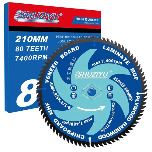 Miniatura 12 de 7-1/4 "(185MM)-24T-40T-60T, paquete de 3 piezas, árbol 5/8 "-diamante, Costa lisa. hoja de sierra circular, marco y rasgado, para laminado, tablero