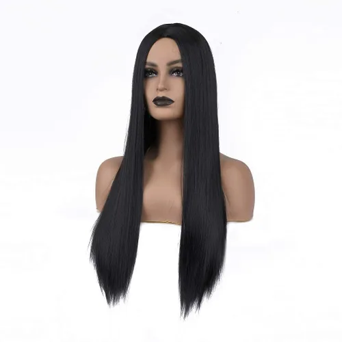 Miniatura 3 de YunYan Peluca negra para mujer, peluca larga y recta de color natural, peluca sintética resistente al calor, densidad del 150%, 26 pulgadas