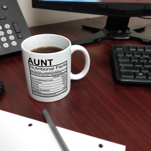 Miniatura 6 de ThisWear Regalos para el día de la madre para tía, etiqueta de datos nutricionales, regalos divertidos para tía, regalo de broma, taza de café