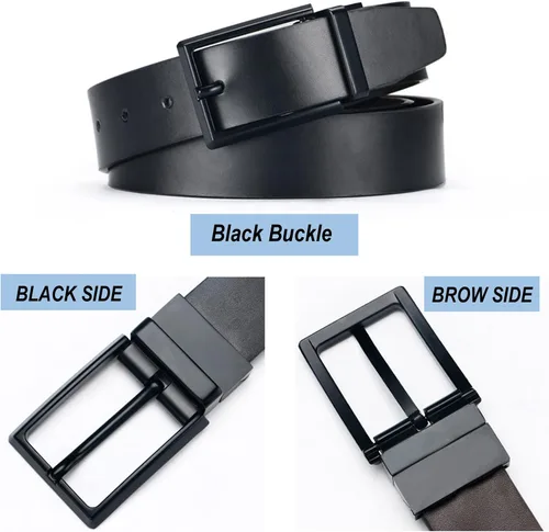 Miniatura 6 de Cinturón de cuero reversible para hombre, cinturón de 1 14 pulgadas de ancho, cinturones de cuero para jeans