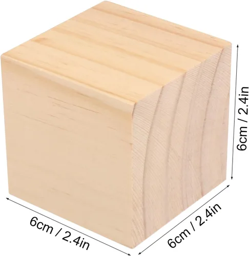 Miniatura 2 de 20 paquetes de bloques de madera para manualidades, bloques de madera de pino de 2.36 pulgadas, bloques de madera de 6 x 6 x 6 cm para pintar