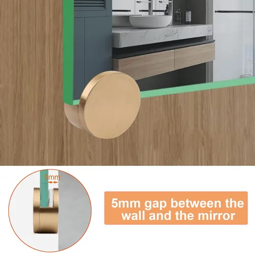 Miniatura 3 de AWEN Clips para Espejo de Vidrio Grueso de 5-11mm, Abrazaderas de Vidrio para Espejo Montado en Pared, Colgador de Espejo Dorado de Cobre Puro
