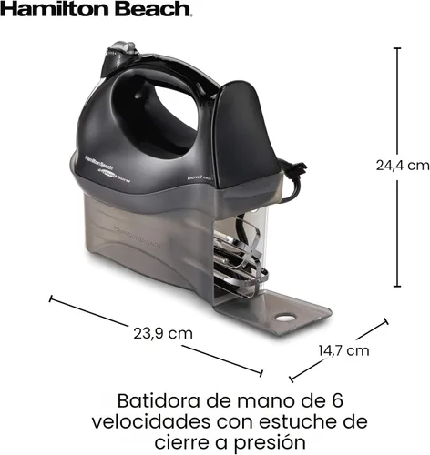 Miniatura 8 de Hamilton Beach Power Deluxe Batidora de Mano Eléctrica de 6 Velocidades con Estuche de Almacenamiento con Cierre a Presión, QuickBurst, Batidores
