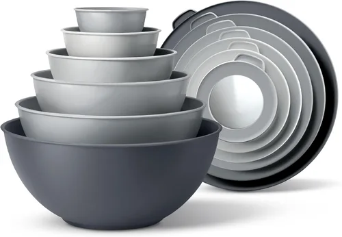 Miniatura 31 de COOK WITH COLOR - Tazones para mezclar anidables, juego de 12 tazones de plástico con tapas, aptos para microondas (menta degradada)