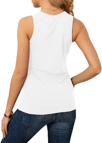 Miniatura 4 de Langwyqu Camisetas sin mangas con cuello redondo para mujer, estilo casual, holgadas, para verano