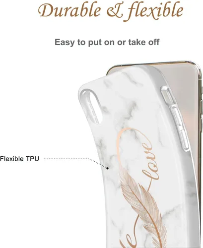 Miniatura 4 de Funda diseñada para iPhone XR, brillante, galvanizada, diseño de mármol amoroso, delgada, a prueba de golpes, TPU suave de goma de silicona, funda