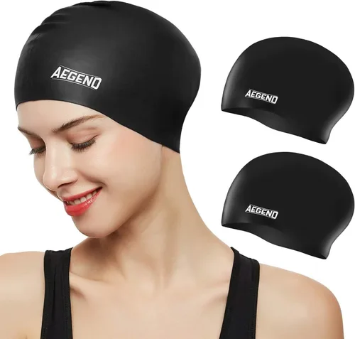 Miniatura 22 de Aegend - Gorros de natación para cabello largo, gorras de natación de silicona duraderas para mujeres, hombres, adultos, jóvenes, fáciles de poner