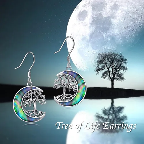 Miniatura 5 de ONEFINITY Aretes colgantes de plata de ley con el árbol de la vida para mujeres y niñas, regalos de Navidad