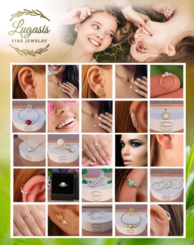 Miniatura 6 de Aretes de ópalo de calibre 20, aretes de aro de oro de 14 quilates, aretes de aro de oro de 0.354 in, aretes de piercing helix