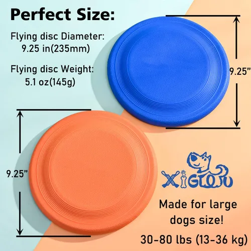 Miniatura 5 de XIGOU Disco volador para perros – Juguete de goma duradero para perros – Disco volador de goma indestructible de 9.25 pulgadas para perro – Naranja