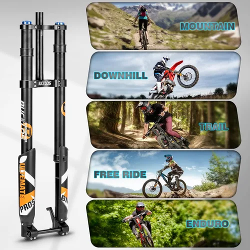 Miniatura 8 de BUCKLOS 26/27.5/29 pulgadas bicicleta de montaña eléctrica suspensión neumática invertida cuesta abajo horquilla, impulso de eje pasante 0.591x4.331