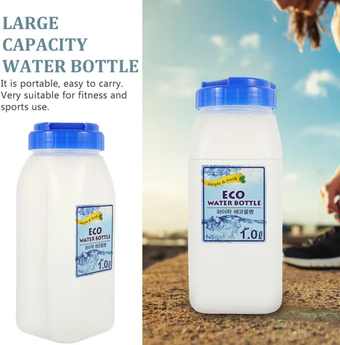 Miniatura 2 de Botella de agua fría de plástico grande de 64 onzas con tapa, contenedor portátil de almacenamiento de jugo y leche para uso en el hogar fitness al