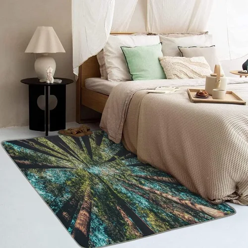 Miniatura 2 de Alfombras de bosque para dormitorio, sala de estar, techo de árbol, alfombra de 4 x 5 pies, lavable, antideslizante, suave, alfombra de pelo bajo