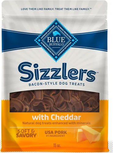 Miniatura 16 de Blue Buffalo Sizzlers - Golosinas suaves y naturales para perros, estilo tocino, golosinas suaves y húmedas con cerdo real de Estados Unidos, sabor