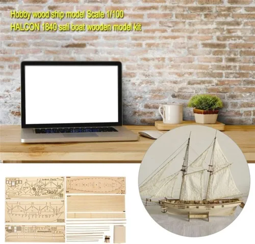 Miniatura 4 de PUZOU Modelo de velero de madera, kit de barco de vela de madera, kit de modelado de barcos de madera, modelo de barco de bricolaje, barcos de vela