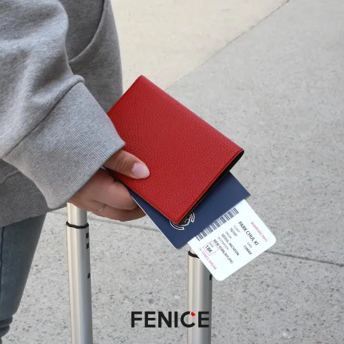 Miniatura 4 de Fenice Funda clásica para pasaporte, funda tipo cartera para viajes, esencial con bloqueo RFID, piel vegana, impermeable (negro)