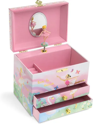 Miniatura 8 de Jewelkeeper Caja de música y juego de joyas de bailarina para niñas pequeñas, 3 regalos de bailarina para niñas, joyero musical de bailarina