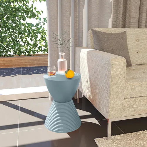 Miniatura 2 de LeisureMod Mesa auxiliar moderna de reloj de arena, mesa auxiliar de tambor de carcasa de ABS con almacenamiento para uso en interiores y Azul